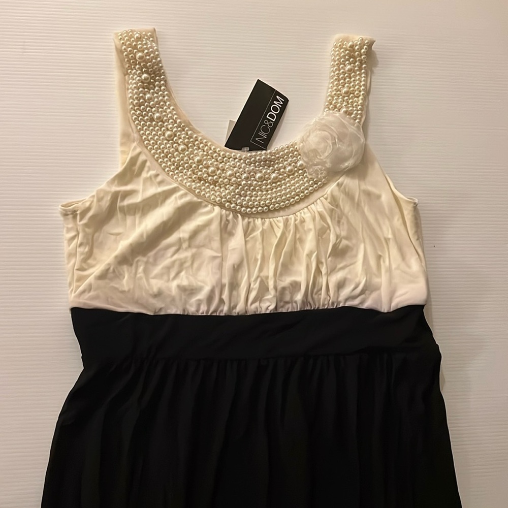 Nic&Dom Womens Dinner Dress maxi Length Pearls USA Made Vintage Y2KNWT